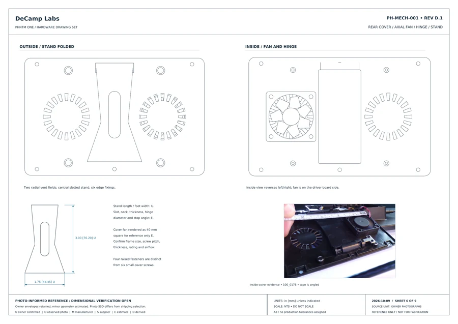 Sheet 6: Rear cover and stand